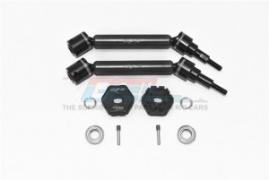 GPM TXMS123AHEX HARDEN FRONT / REAR ADJUSTABLE CVD DRIVE SHAFT HEX ADAPTER +2MM 1/10 TRAXXAS MAXX - BLACK - TXMS123AHEX-BK