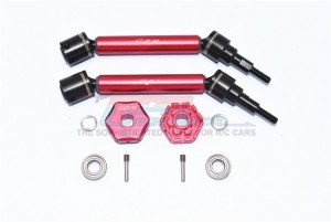 GPM TXMS123AHEX HARDEN FRONT / REAR ADJUSTABLE CVD DRIVE SHAFT HEX ADAPTER +2MM 1/10 TRAXXAS MAXX - RED - TXMS123AHEX-R