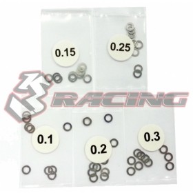 3RACING 3RAC-SW03/V2 Stainless Steel 3mm Shim Spacer 0.1/0.15/0.2/0.25/0.3 Thickness 10pcs each For 1/10 RC Car - 3RAC-SW03/V2