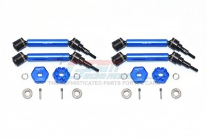 GPM TXMS123AHEX2  ALUMINUM FRONT & REAR ADJUSTABLE CVD DRIVE SHAFT HD HEX ADAPTER +2MM OFFSET 1/10 RC TRAXXAS MAXX - BLUE - TXMS123AHEX2-B