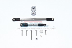 GPM RACING CC216025S ALUMINUM SERVO HORN WITH STAINLESS STEEL ADJUSTABLE STEERING LINK  FOR 1/10 RC TAMIYA CC-02 TRUCK - GUN SILVER - CC216025S-GS