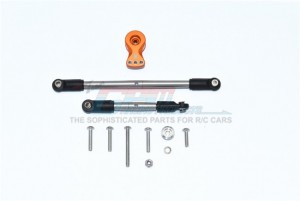 GPM RACING CC216025S ALUMINUM SERVO HORN WITH STAINLESS STEEL ADJUSTABLE STEERING LINK  FOR 1/10 RC TAMIYA CC-02 TRUCK - ORANGE - CC216025S-OR