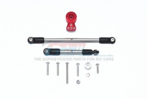 GPM RACING CC216025S ALUMINUM SERVO HORN WITH STAINLESS STEEL ADJUSTABLE STEERING LINK  FOR 1/10 RC TAMIYA CC-02 TRUCK - RED - CC216025S-R