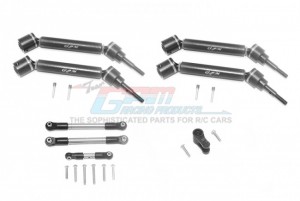 GPM RACING TXMS1625123 STAINLESS STEEL TIE ROD+25T SERVO HORN & STEEL F+R ADJUSTABLE CVD DRIVE SHAFT 1/10 TRAXXAS MAXX - BLACK - TXMS1625123-BK