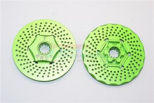 GPM TXM006F/DISK ALUMINIUM FRONT WHEEL HEX CLAW +3MM WITH BRAKE DISK FOR 6S TRAXXAS XMAXX 6S - Green - TXM006F/DISK-G