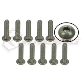 3RACING  TS-BSM312M M3 x 12 Titanium Button Head Hex Socket - Machine (10 Pcs) - TS-BSM312M