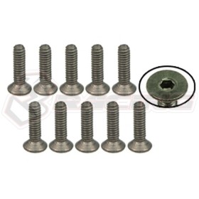 3RACING  TS-FSM208M M2 x 8 Titanium Flat Head Hex Socket - Machine (10 Pcs) - TS-FSM208M