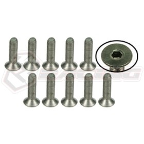 3RACING  TS-FSM312M M3 x 12 Titanium Flat Head Hex Socket - Machine (10 Pcs) - TS-FSM312M