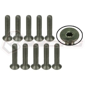 3RACING  TS-FSM316M M3 x 16 Titanium Flat Head Hex Socket - Machine (10 Pcs) - TS-FSM316M
