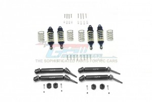 GPM RUS4758077SA F&R ALUMINUM SHOCKS+STEEL #45 AXLE+SPRING STEEL HEX (LOW CENTER OF GRAVITY SET) 1/10 RUSTLER 4X4 VXL-67076-4 - BLACK - RUS4758077SA-BK