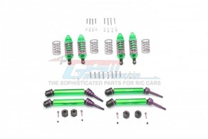 GPM RUS4758077SA F&R ALUMINUM SHOCKS+STEEL #45 AXLE+SPRING STEEL HEX (LOW CENTER OF GRAVITY SET) 1/10 RUSTLER 4X4 VXL-67076-4 - RUS4758077SA-G