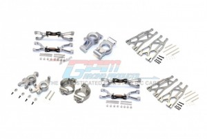 GPM TXM100 ALUMINUM FRONT&REAR UPPER LOWER ARMS FRONT C HUBS FRONT KNCUKLE ARMS SET FOR TRAXXAS X-MAXX - GUN SILVER - TXM100-GS