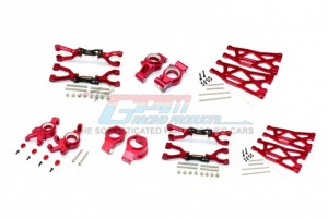 GPM TXM100 ALUMINUM FRONT&REAR UPPER LOWER ARMS FRONT C HUBS FRONT KNCUKLE ARMS SET FOR TRAXXAS X-MAXX - RED - TXM100-R