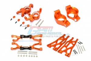 GPM TXM54551921 ALUMINUM FRONT UPPER LOWER ARMS C HUBS KNCUKLE ARMS SET FOR X-MAXX TRAXXAS X-MAXX - TXM54551921-OR
