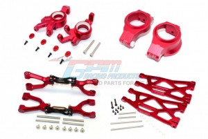 GPM TXM54551921 ALUMINUM FRONT UPPER LOWER ARMS C HUBS KNCUKLE ARMS SET FOR X-MAXX TRAXXAS X-MAXX - RED - TXM54551921-R