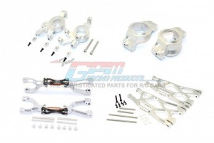 GPM TXM54551921 ALUMINUM FRONT UPPER LOWER ARMS C HUBS KNCUKLE ARMS SET FOR X-MAXX TRAXXAS X-MAXX - SILVER - TXM54551921-S