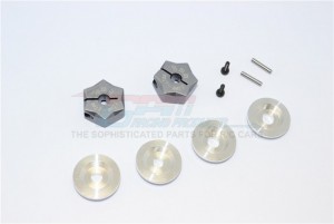 GPM RACING ADT1217/8MM ALUMINIUM HEX ADAPTER FROM 12MM CONVERT TO 17MM WITH 8MM THICKNESS - GUN SILVER - ADT1217/8MM-GS