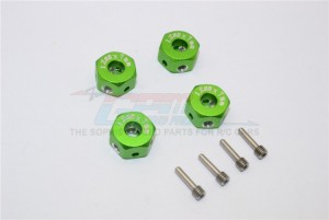 GPM RACING ADT127/4 ALUMINIUM UNIVERSAL HEX ADAPTER 12MMX7MM - GREEN - ADT127/4-G
