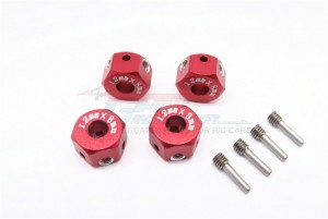 GPM RACING ADT128/4 ALUMINIUM UNIVERSAL HEX ADAPTER 12MMX8MM - RED - ADT128/4-R