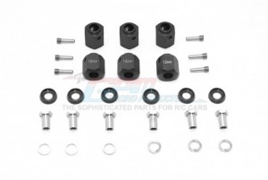 GPM TRX6010/12MM ALUMINUM HEX ADAPTERS 12MM THICK THICK 1/10 TRAXXAS TRX-6 - BLACK - TRX6010/12MM-BK