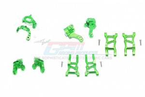 GPM GT1921225556 ALUMINUM F LOWER ARMS  R LOWER ARMS F AND R KNUCKLE ARMS FRONT C HUBS TRAXXAS 1/10 4WD FORD GT4-TEC 2.0 - GREEN - GT1921225556-G