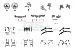 GPM GT1000 ALUMINUM F LOWER ARMS, R LOWER ARMS, F+R KNUCKLE ARMS, FRONT C HUBS,F&R SHOCK TOWERS+ F (53MM)+ R (50MM) OIL FILLED DAMPERS,F&R TIE ... - GT1000-GS