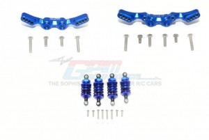 GPM GT28305053 ALUMINUM FRONT&REAR SHOCK TOWERS+ FRONT (53MM)+REAR (50MM) OIL FILLED DAMPERS -28PC SET TRAXXAS 1/10 4WD FORD GT4-TEC 2.0 - BLUE - GT28305053-B