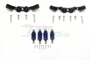 GPM GT28305053 ALUMINUM FRONT&REAR SHOCK TOWERS+ FRONT (53MM)+REAR (50MM) OIL FILLED DAMPERS -28PC SET TRAXXAS 1/10 4WD FORD GT4-TEC 2.0 - BLACK - GT28305053-BK