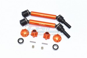 GPM TXMS123F/RB  ALUMINUM FRONT/REAR ADJUSTABLE CVD DRIVE SHAFT W/ HEX ADAPTER WHEEL LOCK FOR 1/10 RC TRAXXAS MAXX MONSTER TRUCK - ORANGE - TXMS123F/RB-OR