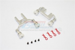 GPM TET201FR ALUMINIUM FRONT REAR BODY MOUNT & MAGNET POST TRAXXAS TETON - Silver - TET201FR-S