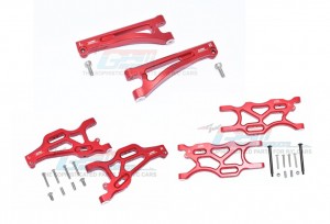 GPM MAM0545556 ALUMINIUM FRONT / REAR UPPER & LOWER Suspension Arm SET ARRMA 1/7 RC EP 4WD MOJAVE 6S BLX TRUCK - RED - MAM0545556-R