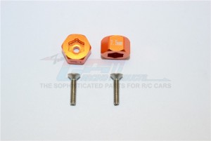 GPM MYT010/7.5 ALUMINUM AX31516  FRONT HEX ADAPTERS AXIAL 1/18 YETI JR - Orange - MYT010/7.5-OR