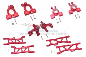 GPM RACING MAKS100 ALLOY FRONT C-HUBS  FRONT AND REAR KNUCKLE ARMS AND FRONT &REAR LOWER ARMS 1/10 4WD ARRMA KRATON 4X4 4S BLX ARA102690 - RED - MAKS100-R