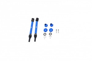 GPM HD FRONT / REAR ADJUSTABLE CVD DRIVE SHAFT W/ HEX ADAPTER AND WHEEL LOCK FOR TRAXXAS 1/10 MAXX +20MM WIDENING KIT - BLUE - TXMS143F/RS--B