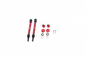 GPM HD FRONT / REAR ADJUSTABLE CVD DRIVE SHAFT W/ HEX ADAPTER AND WHEEL LOCK FOR TRAXXAS 1/10 MAXX +20MM WIDENING KIT - RED - TXMS143F/RS--R