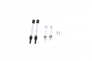 GPM HD FRONT / REAR ADJUSTABLE CVD DRIVE SHAFT W/ HEX ADAPTER AND WHEEL LOCK FOR TRAXXAS 1/10 MAXX +20MM WIDENING KIT - SILVER - TXMS143F/RS--S