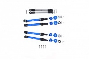 GPM RACING TXMS143FRS ALUMINUM F / R CVD DRIVE SHAFT / HEX ADAPTER / WHEEL LOCK STEEL ADJUSTABLE FRONT STEERING TIE ROD For 1/10 TRAXXAS MAXX +20MM WIDENING KIT - BLUE - TXMS143FRS-B
