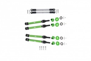 GPM RACING TXMS143FRS ALUMINUM F / R CVD DRIVE SHAFT / HEX ADAPTER / WHEEL LOCK STEEL ADJUSTABLE FRONT STEERING TIE ROD For 1/10 TRAXXAS MAXX +20MM WIDENING KIT - GREEN - TXMS143FRS-G