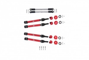 GPM RACING TXMS143FRS ALUMINUM F / R CVD DRIVE SHAFT / HEX ADAPTER / WHEEL LOCK STEEL ADJUSTABLE FRONT STEERING TIE ROD For 1/10 TRAXXAS MAXX +20MM WIDENING KIT - RED - TXMS143FRS-R