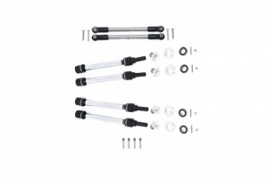 GPM RACING TXMS143FRS ALUMINUM F / R CVD DRIVE SHAFT / HEX ADAPTER / WHEEL LOCK STEEL ADJUSTABLE FRONT STEERING TIE ROD For 1/10 TRAXXAS MAXX +20MM WIDENING KIT - SILVER - TXMS143FRS-S