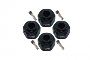 GPM SCX3010/+3M ALUMINUM WHEEL HEX ADAPTERS +3mm 1/10 Axial SCX10 III / Axial Capra 1.9 - BLACK - SCX3010/+3M-BK