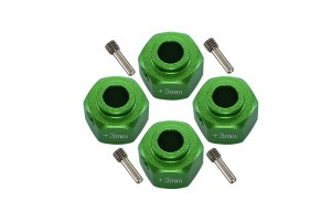GPM SCX3010/+3M ALUMINUM WHEEL HEX ADAPTERS +3mm 1/10 Axial SCX10 III / Axial Capra 1.9 - GREEN - SCX3010/+3M-G