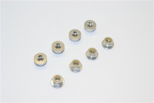 GPM LN4L ALUMINIUM 4MM FLANGED LOCK NUTS - SILVER - LN4L-S