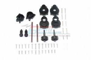 GPM TRX4H100R ALUMINUM REAR GEAR BOX MOUNTS KNUCKLE ARMS SPINDLE GEAR REAR AXLE SHAFT 1/10 RC TRAXXAS TRX-4 - TRX4H100R-BK