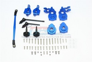 GPM TRX4H100F ALUMINUM FRONT C-HUBS KNUCKLE ARMS SPINDLE GEAR CVD STEERING LINK1/10 RC TRAXXAS TRX-4 - BLUE - TRX4H100F-B