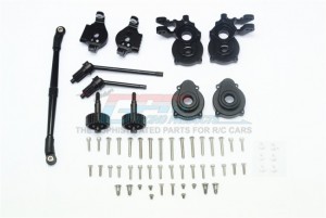 GPM TRX4H100F ALUMINUM FRONT C-HUBS KNUCKLE ARMS SPINDLE GEAR CVD STEERING LINK1/10 RC TRAXXAS TRX-4 - BLACK - TRX4H100F-BK