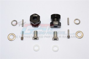 ALUMINIUM WHEEL HEX ADAPTER (INNER 5MM, OUTER 12MM, THICKNESS 15MM)   AXIAL RR10 BOMBER - Black - RR010/1215-BK