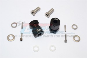 ALUMINIUM WHEEL HEX ADAPTER (INNER 5MM, OUTER 12MM, THICKNESS 19MM) AXIAL RR10 BOMBER - Black - RR010/1219-BK