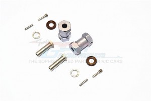 ALUMINIUM WHEEL HEX ADAPTERS 21MM WIDTH (USE FOR 4MM THREAD WHEEL SHAFT & 5MM HOLE WHEEL) AXIAL RR10 BOMBER - Gun silver - RR010/215-GS