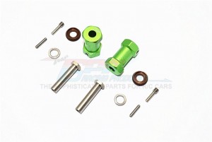 ALUMINIUM WHEEL HEX ADAPTERS 23MM WIDTH (USE FOR 4MM THREAD WHEEL SHAFT & 5MM HOLE WHEEL)  AXIAL RR10 BOMBER - Green - RR010/235-G